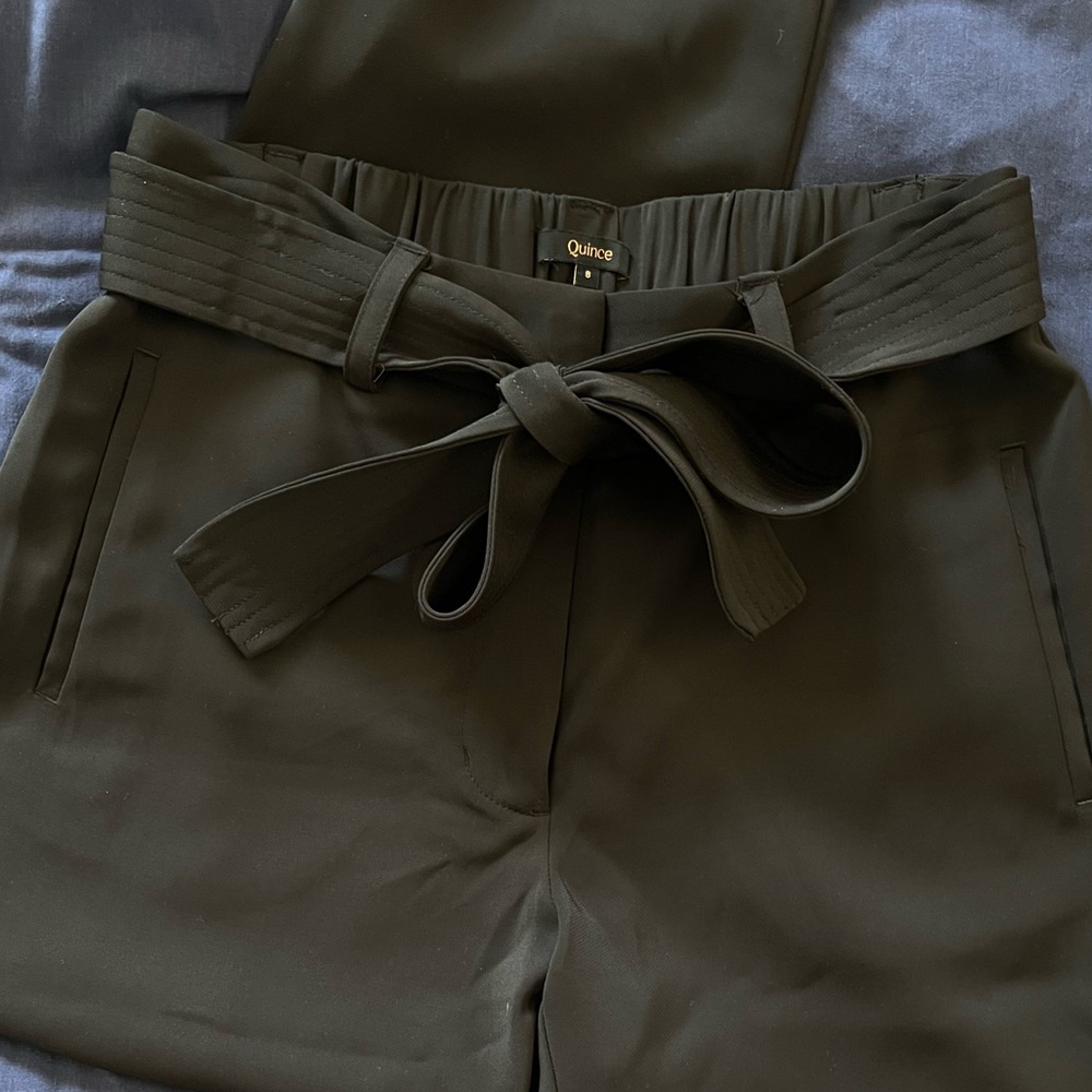 Quince stretch crepe straight leg trousers
